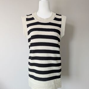 Knit Striped Black and White Sleeveless Mini Dress